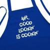CoolAprons Mr. Good Lookin' Is Cookin' Funny Aprons For Men, Royal Blue Humorous Mens Apron, Grilling Apron For Guys view 1