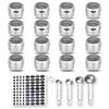 Hanindy 16 Magnetic Spice Tins, 200 Spice Labels, 4 Stainless Steel Measuring Spoons Magnetic Spice Containers Organizer Storage Condiment Jar Set of 16, Clear Lid, Sift and Pour view 1