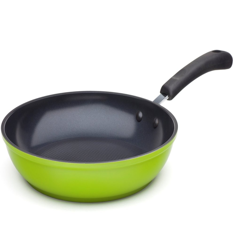 12" Green Ceramic Frying Pan by Ozeri  100% PTFE, PFAS, APEO, GenX, NMP and NEP-Free German-Made Coating