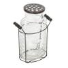 Creative Co-Op Glass vase in Metal Stand with Metal Frog Lid view 1