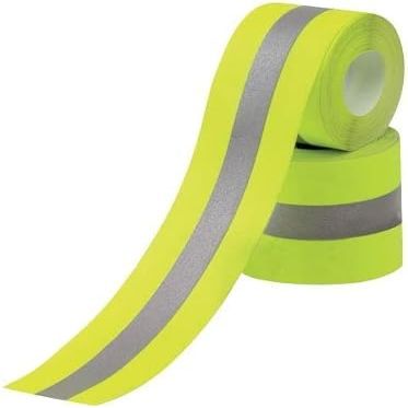 Just In Trend Flame Resistant FR Sew On High Visibility Hi Vis Retro Reflective Tape (2" x 10 yds, Lime/Silver)
