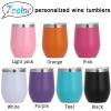 12oz Wine Tumbler with Lid and Straw Double Wall Insulated Stainless Steel Wine Cups for Women Party Pink view 4
