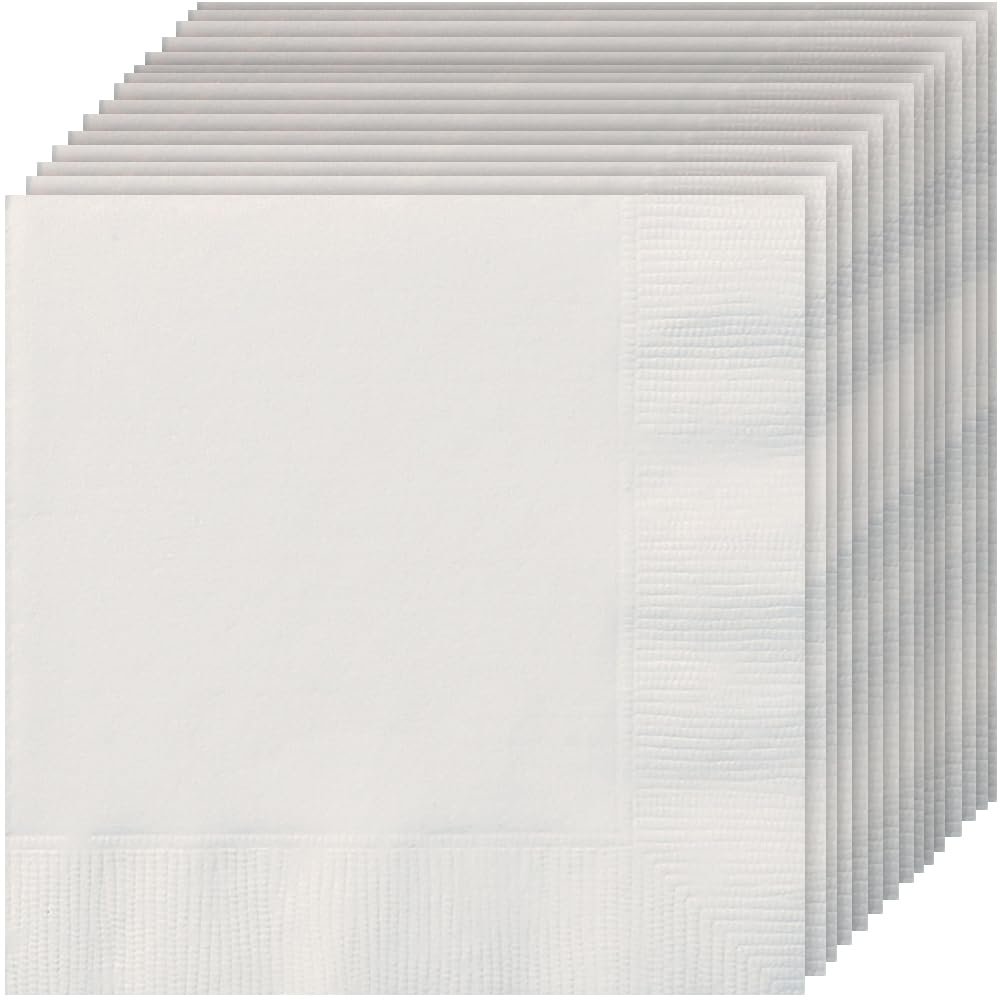 Bright White Solid Beverage Paper Napkins - 5"x5" (20 Count) - Vibrant Color & Premium Quality Napkins For Unforgettable Events & Parties