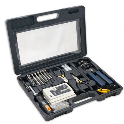 50 Pieces Network Tool Repair Kit, Ethernet LAN Cable Tester Computer Maintenance Coax Crimper Tool for RJ-45/11/12 Cat5/5e with Connector Accessories and Socket Set