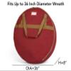 Covermates Keepsakes Wreath Storage Bag  Heavy-Duty Polyester with Buckle Straps & Interior Pouch  Protective Holiday Wreath Organizer with Handles, D-Ring & Label Window, Red view 3