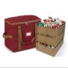 Covermates Keepsakes Adjustable Ornament Storage Bag  Heavy-Duty Polyester, Padded Dividers & FlexGrid Trays  Protective Holiday Ornament Organizer with Handles & Label Window, Red view 1