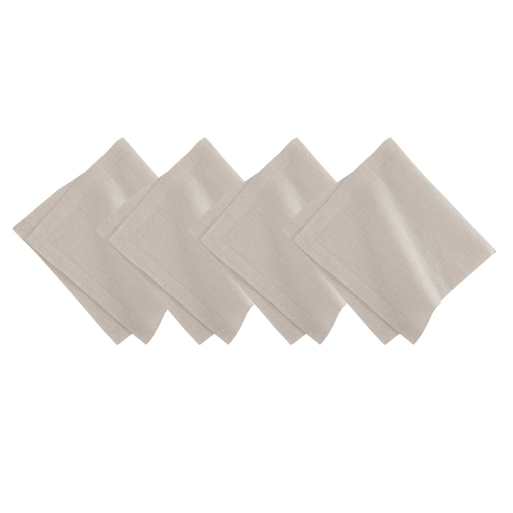 Elrene Home Fashions Villeroy & Boch La Classica Luxury Linen Fabric Napkin (Set of 4), 21"x21", Metallic White/Silver