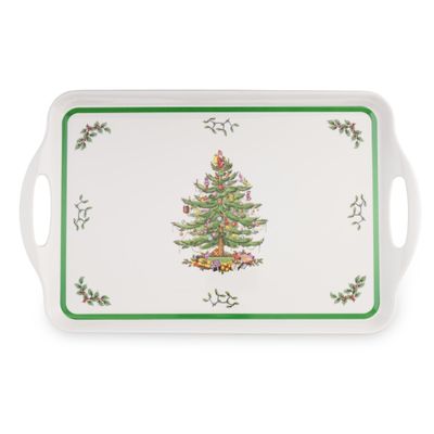 Spode Christmas Tree Collection - (18.9" x 11.6") Melamine Tray Holiday Entertaining Decorative Serving, Dimensions Strong Durable Classic Festive Design Seasonal Dining Kitchen Accent