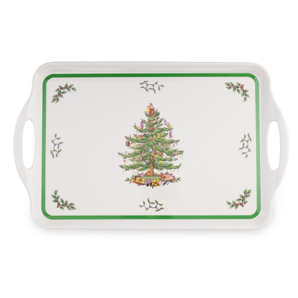 Spode Christmas Tree Collection - (18.9" x 11.6") Melamine Tray Holiday Entertaining Decorative Serving, Dimensions Strong Durable Classic Festive Design Seasonal Dining Kitchen Accent