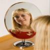 Large Oval Pedestal Mirror, Rimless 10.5x15 Inch Mirror, Chrome Base | MIR-110.03 view 1