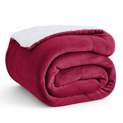 Bedsure GentleSoft Sherpa Fleece Throw Blanket Twin Size for Couch - Thick and Warm Throw for Girls and Women, Soft Fuzzy Plush Twin Christmas Blanket for Winter, Non-Heated, Red, 60x80 Inches