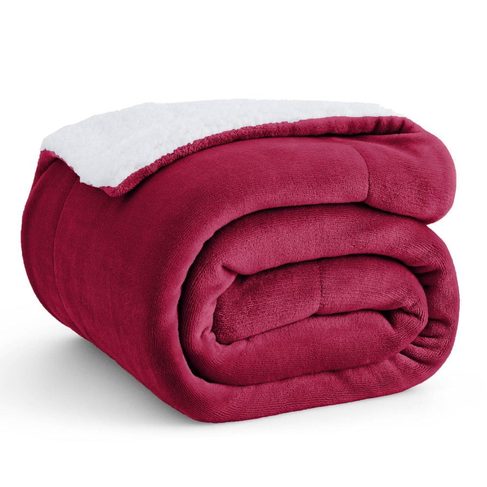 Bedsure GentleSoft Sherpa Fleece Throw Blanket Twin Size for Couch - Thick and Warm Throw for Girls and Women, Soft Fuzzy Plush Twin Christmas Blanket for Winter, Non-Heated, Red, 60x80 Inches