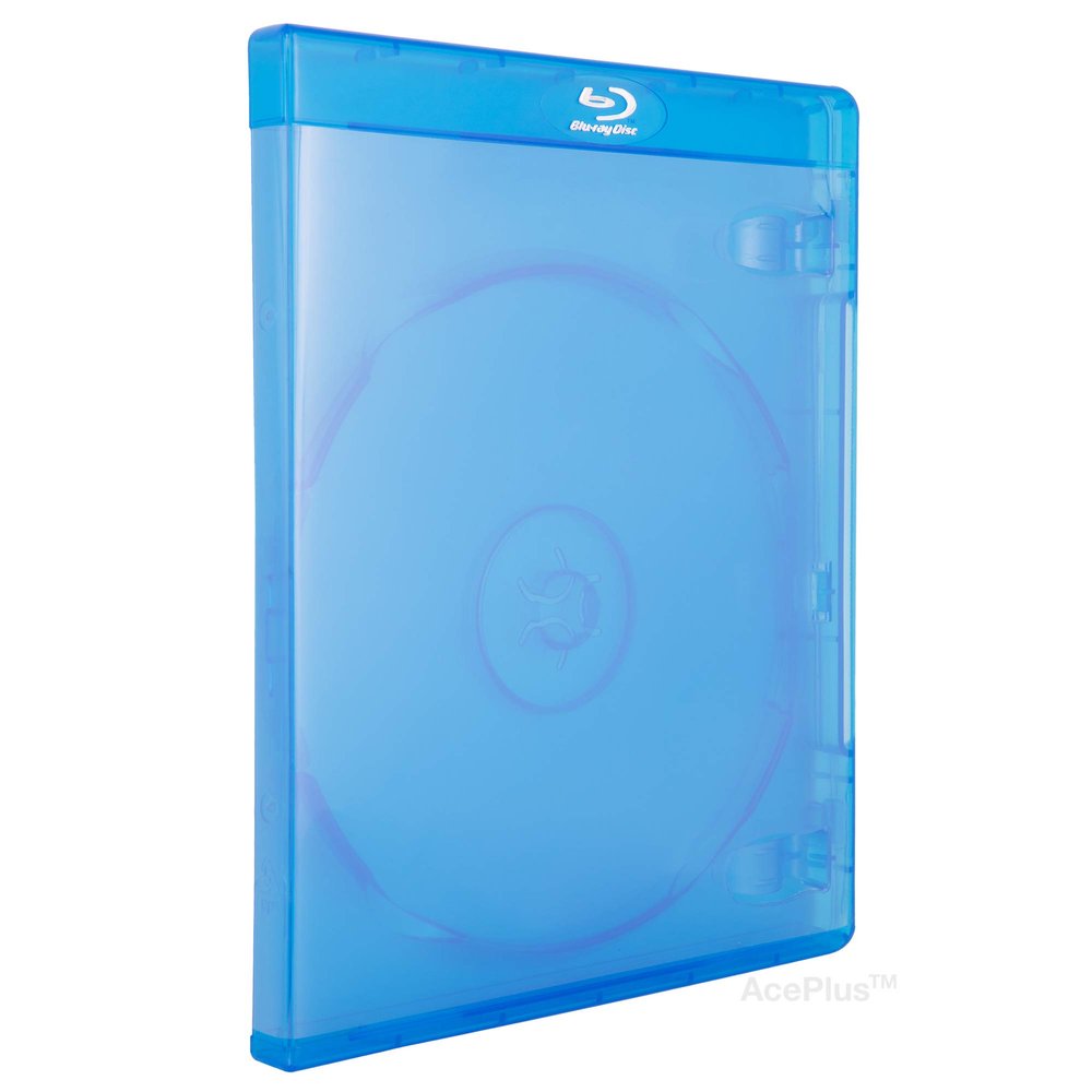 AcePlus Single Blu-Ray Cases in 12mm Standard Size Thickness with Embossed Blu-Ray Logo (100-pack)