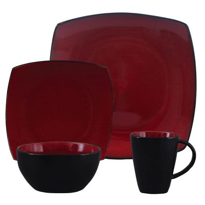 Gibson Home Soho Lounge Dinnerware Set, 16 Piece, Red (93583795M)