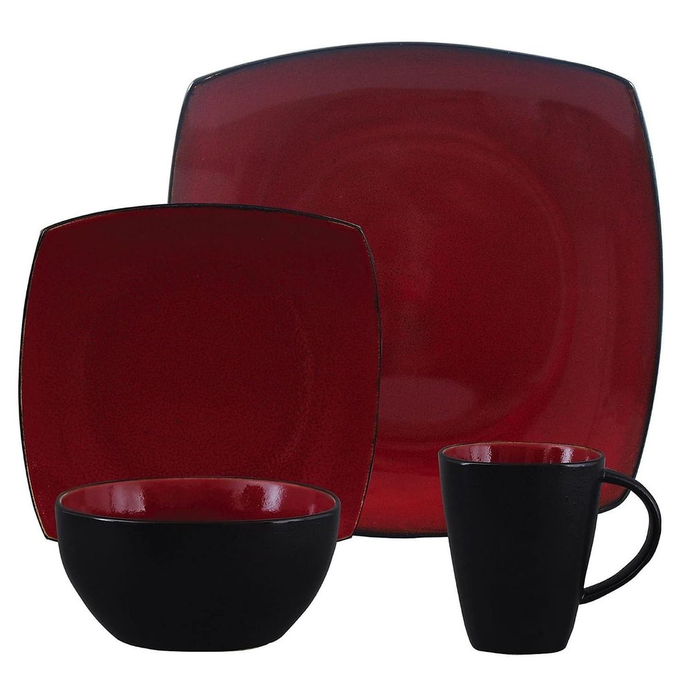 Gibson Home Soho Lounge Dinnerware Set, 16 Piece, Red (93583795M)