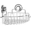HASKO accessories Corner Shower Caddy with Suction Cups and 3M Adhesive Mounting Discs for porous surfaces - Stainless Steel Basket for Bathroom Storage (Chrome) view 1