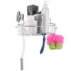 HASKO accessories Corner Shower Caddy with Suction Cups and 3M Adhesive Mounting Discs for porous surfaces - Stainless Steel Basket for Bathroom Storage (Chrome) view 2