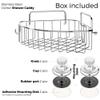 HASKO accessories Corner Shower Caddy with Suction Cups and 3M Adhesive Mounting Discs for porous surfaces - Stainless Steel Basket for Bathroom Storage (Chrome) view 3
