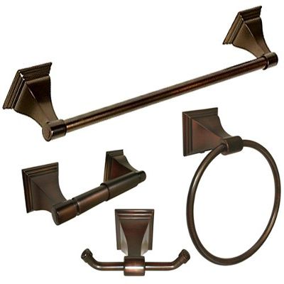 eBuilderDirect Target Oil Rubbed Bronze Bathroom Accessories 4 Pieces with 24" Towel Bar 1201