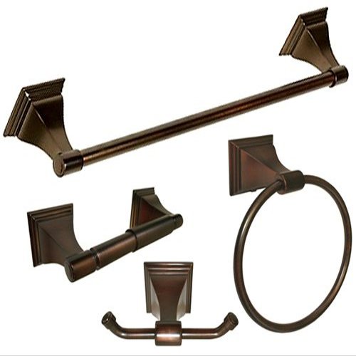 eBuilderDirect Target Oil Rubbed Bronze Bathroom Accessories 4 Pieces with 24" Towel Bar 1201