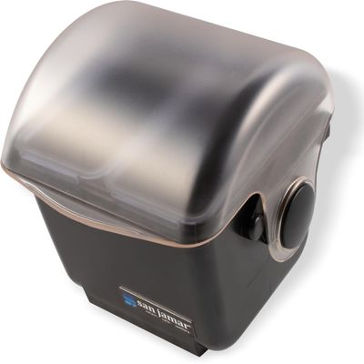 San Jamar Mini Dome Condiment Bar 2 Compartnment with Dome Lid for Kitchen, Bar, And Restaurants, Plastic, 1 Quart, Black
