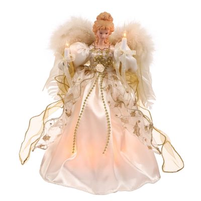 Vickerman 12" White & Gold Lighted Angel Tree Topper