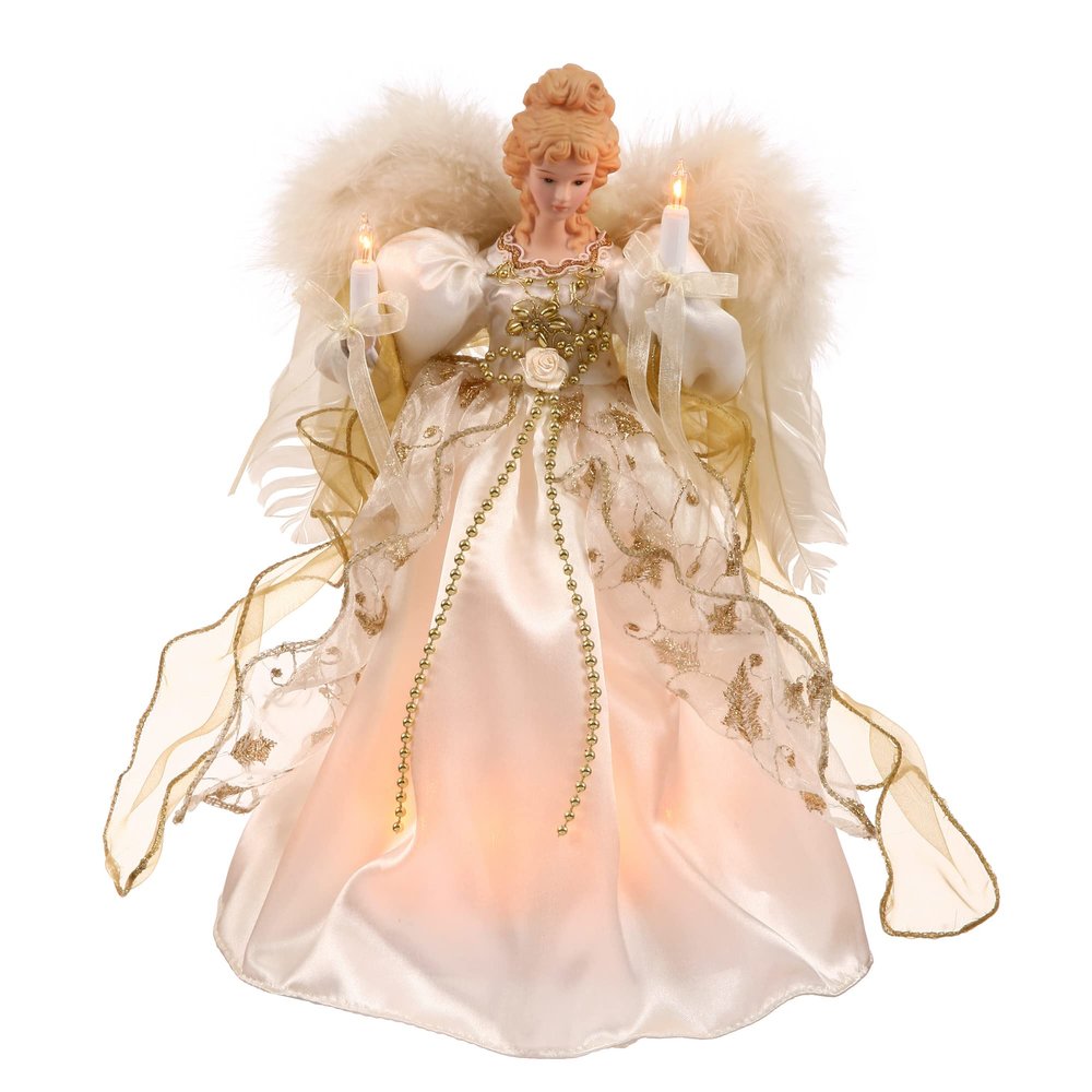 Vickerman 12" White & Gold Lighted Angel Tree Topper