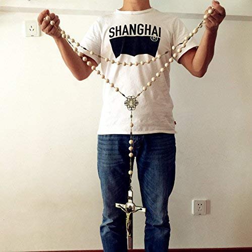 elegantmedical HANDMADE Large 20mm White howlite beads Home St.Benedict Wall Rosary Catholic cross/crucifix box GIFTS