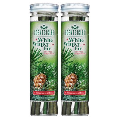 Scentsicles White Winter Fir Scented Christmas Tree Ornaments - 2 Bottles (12 Sticks Total)
