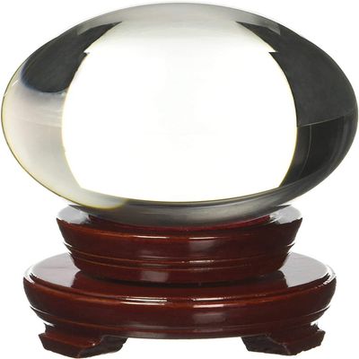 Amlong Crystal Meditation Divnation Sphere Feng Shui Crystal Ball, Lensball, Decorative Ball with Wooden Stand and Gift Box, Clear, 2 inch (50mm) Diameter