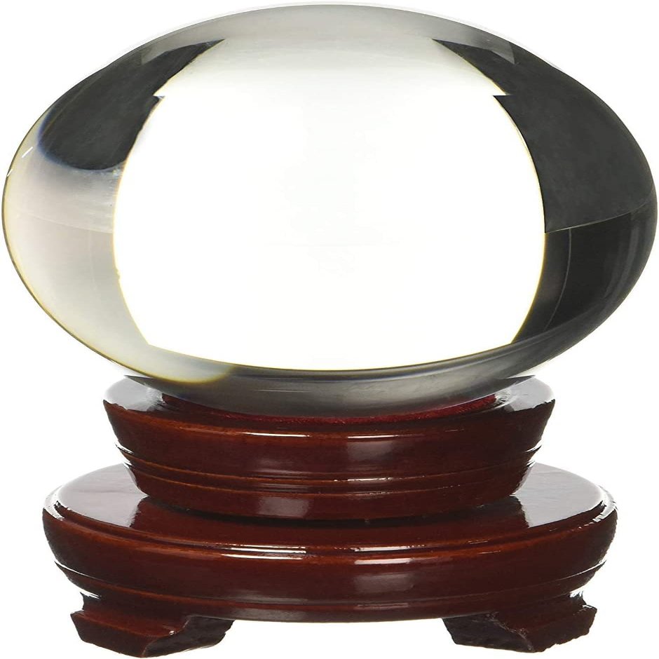 Amlong Crystal Meditation Divnation Sphere Feng Shui Crystal Ball, Lensball, Decorative Ball with Wooden Stand and Gift Box, Clear, 2 inch (50mm) Diameter