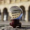 Amlong Crystal Meditation Divnation Sphere Feng Shui Crystal Ball, Lensball, Decorative Ball with Wooden Stand and Gift Box, Clear, 2 inch (50mm) Diameter view 2