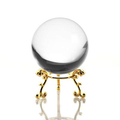 Amlong Crystal Small Clear Crystal Ball 60mm (2.3 inch) Diameter Including Golden Flower Stand and Gift Package