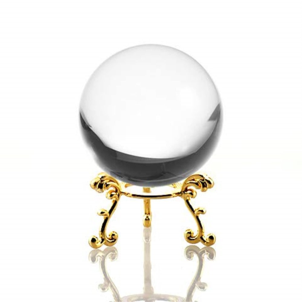 Amlong Crystal Small Clear Crystal Ball 60mm (2.3 inch) Diameter Including Golden Flower Stand and Gift Package