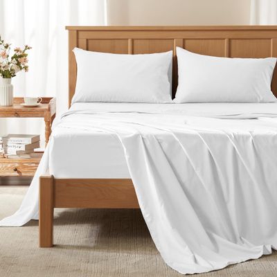 Comfort Spaces Coolmax Moisture Wicking Sheet Set Soft, Fade Resistant, All Elastic Deep Pocket Fits Up to 16" Mattress - Warm Weather Cooling Sheets for Night Sweats, Twin, White, 3 Piece