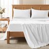 Comfort Spaces Coolmax Moisture Wicking Sheet Set Soft, Fade Resistant, All Elastic Deep Pocket Fits Up to 16" Mattress - Warm Weather Cooling Sheets for Night Sweats, Twin, White, 3 Piece view 1