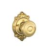 SCHLAGE Georgian Knob with Brookshire Trim Non-Turning Lock, Bright Brass (F170 GEO 605 BRK) view 1