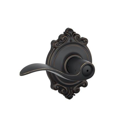 SCHLAGE Accent Lever with Brookshire Trim Bed and Bath Lock in Aged Bronze - F40 ACC 716 BRK
