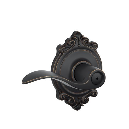 SCHLAGE Accent Lever with Brookshire Trim Bed and Bath Lock in Aged Bronze - F40 ACC 716 BRK