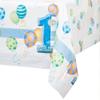 Blue 1st Birthday Plastic Tablecloth, 84" x 54" view 1