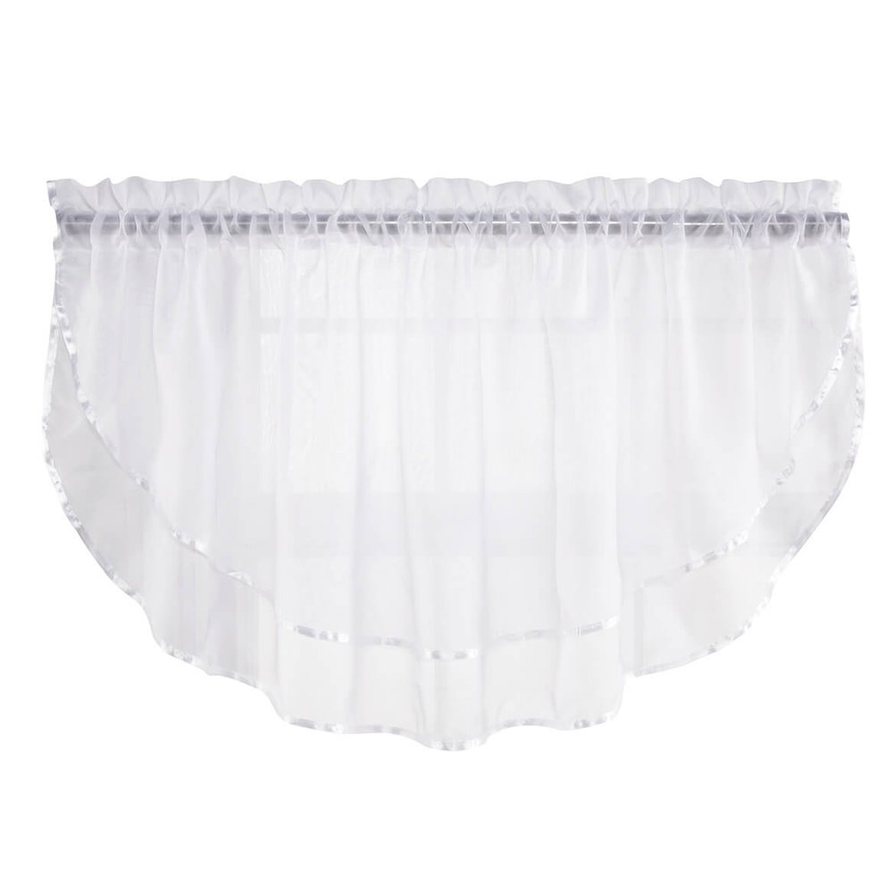 Stylemaster Elegance Sheer Voile Ascot Valance, 60" x 24", White