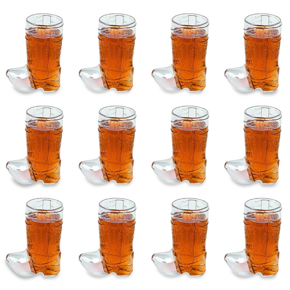 Fun Express Fun Express Plastic Mini Boot Glasses, Bachelorette Party, Cowbow and Cowgirl Birthday Supplies, 12 Pieces