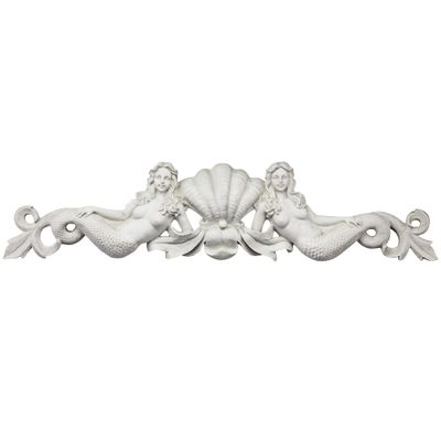Design Toscano NG306790 Mermaid Pediment Overdoor Wall Decor Sculpture, 39 Inch, Polyresin, Ancient Ivory