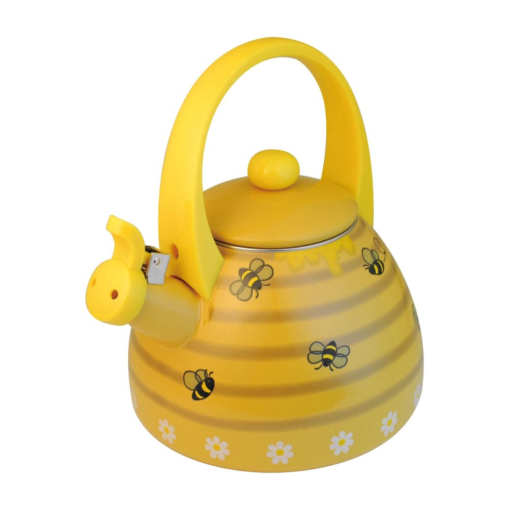 Whistling Tea Kettle for Stove Top Enamel on Steel Teakettle, Supreme Housewares Bee Hive Design Teapot Water Kettle Cute Kitchen Accessories Teteras (2.4 Quart, Bee Hive)