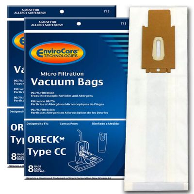 EnviroCare Replacement Micro Filtration Vacuum Cleaner Dust Bags for Oreck Type CC, XL. Fits All XL7, XL21, 2000's, 3000's, 4000's, 8000's, 9000's Series Model Upright Vacuum Cleaners 16 Pack