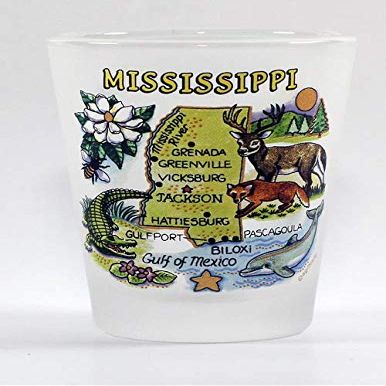 Mississippi Map Frosted Shot Glass