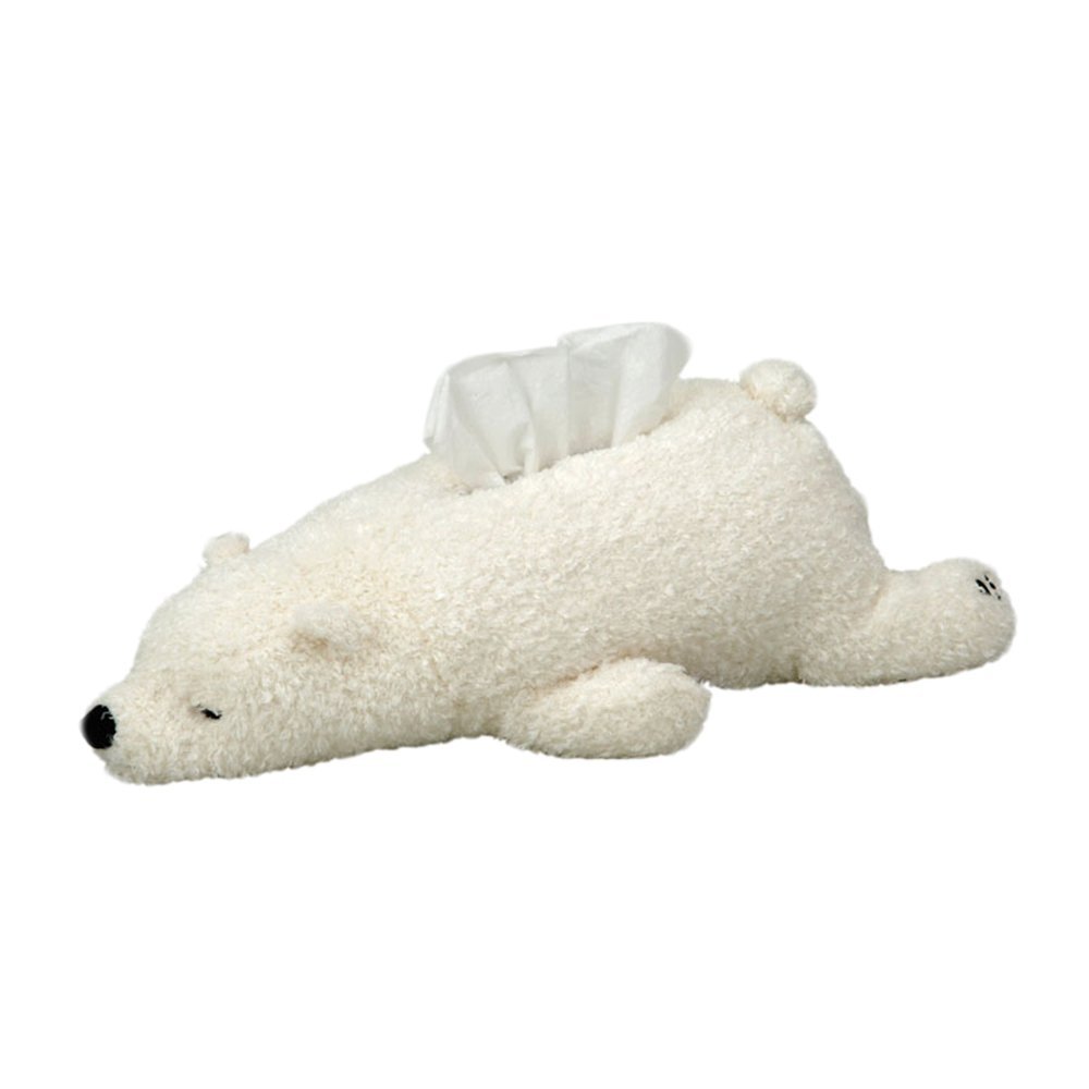 CHOOLD Super Soft Plush Polar Bear Tissue Box Cover Cute Paper Holder Napkin Box for Car Home Bathroom Kitchen Office(White Brown Pink)