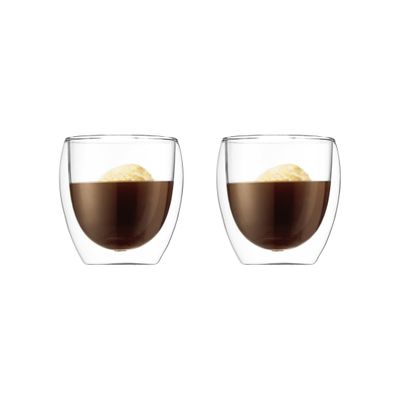 Bodum 8oz Pavina Double Wall Glasses, High Heat Borosilicate Glass, Set of 2, Clear