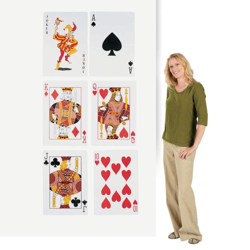 Fun Express Jumbo Playing Cards Casino Theme Party Decorations - 6 Giant Card Cutouts 16.5" x 24" | Premium Cardstock Wall Decor for Poker Night, Vegas Birthday Parties & Game Night Celebrations