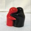 Kitchen Black & RED Embracing Hugging Ceramic Salt & Pepper Shakers Set Decor view 1